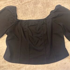 Square neck black top